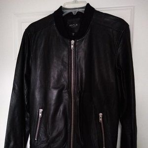 DSTLD Black Leather Bomber Jacket